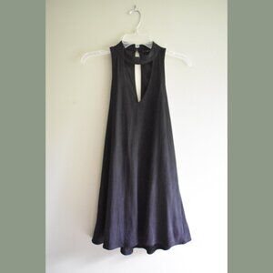 Olivaceous Black Suede Choker Dress